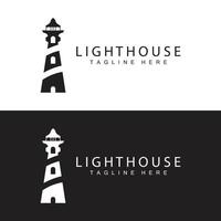 Lighthouse logo beacon tower ship signal simple beach port design template vector