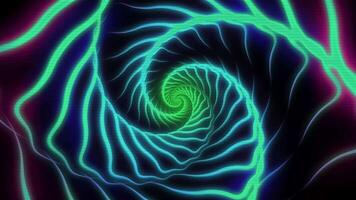 Glowing neon cyclone looping abstract wave background. Neon Color Cyclone Animation On Black Background Seamless Loop . Suitable for DJ Background, Music Instrumental Backsound, Show Backgroud video