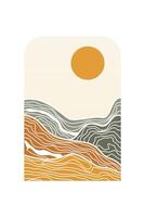 Abstract landscape Boho Art Background vector