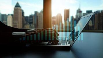 Analyzing Corporate Business Finance Data Charts on Computer Screen Display video