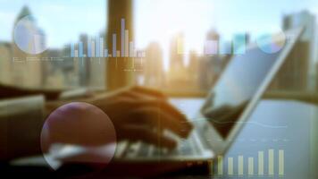 Analyzing Corporate Business Finance Data Charts on Computer Screen Display video
