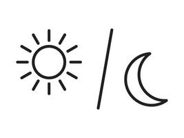 Sun and moon icon isolated on white background. Day and night line icon. vector