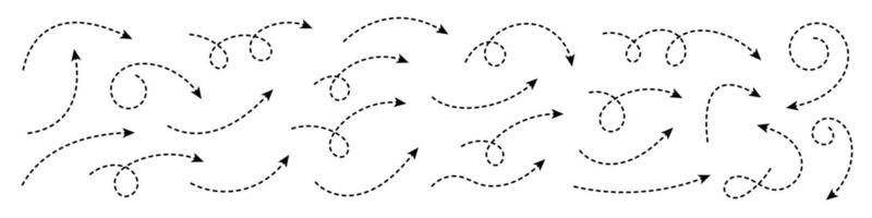 Curved dotted arrow. Zigzag arrow stripes design with dotted lines. vector