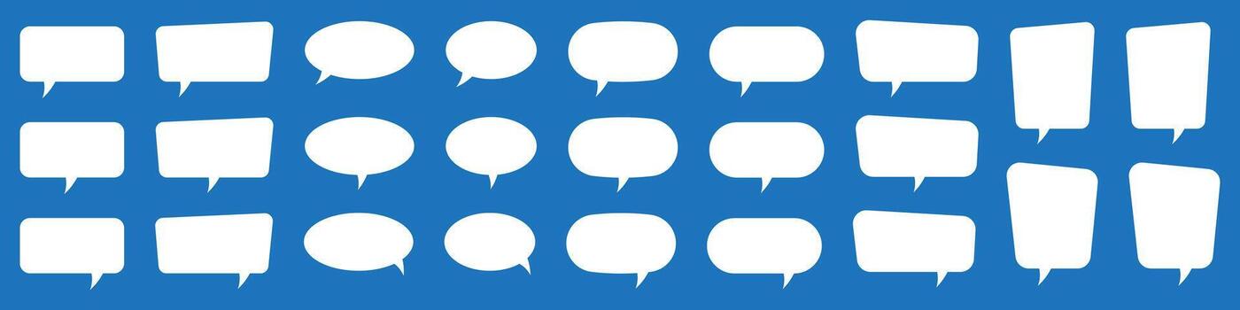 Set of speech bubbles. Speak bubble text, cartoon chatting box, message box. Blank empty white speech bubbles. vector