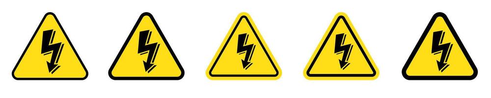 High voltage sign with lightning. vector