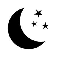 Crescent moon with stars icon on white background. Night icon. Crescent moon icon. Minimalist style. vector