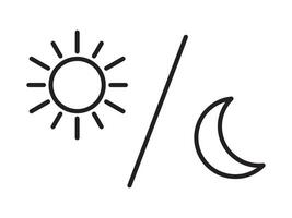 Sun and moon icon isolated on white background. Day and night line icon. vector