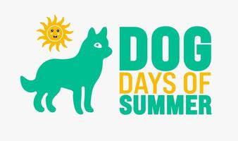 July is Dog Days of Summer background template with cute dog picture. Holiday concept. use to background, banner, placard, card, and poster design template with text inscription and standard color. vector