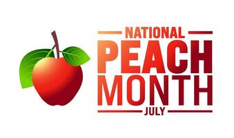 July is National Peach Month background template. Holiday concept. use to background, banner, placard, card, and poster design template with text inscription and standard color. vector