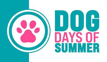 July is Dog Days of Summer background template with cute dog footprint. Holiday concept. use to background, banner, placard, card, and poster design template with text inscription and standard color. vector