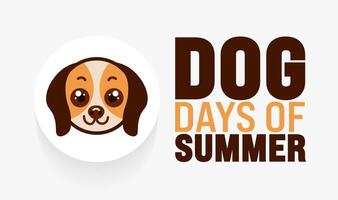 July is Dog Days of Summer background template with cute dog picture. Holiday concept. use to background, banner, placard, card, and poster design template with text inscription and standard color. vector