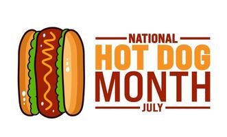 July is National Hot Dog Month background template. Holiday concept. use to background, banner, placard, card, and poster design template with text inscription and standard color. vector