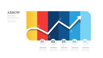 Infographic template with 5 steps for business. 3D paper geometric label. vector
