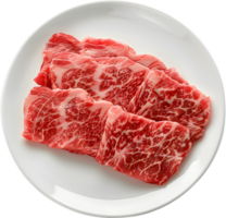 raw beef steak on a plate on a white background png
