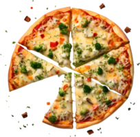 a pizza with broccoli and cheese on it png