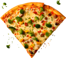 a pizza with broccoli and cheese on it png