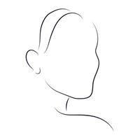 Elegant line art woman face. Thin minimalistic black lines vector