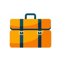 Cartoon briefcase. Business case with docs. Beach bag suitcase for summer vacation trip vector