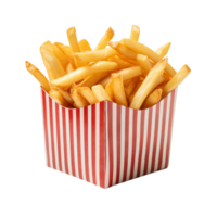 French fries in a paper box isolated on transparent background png