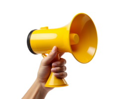 Hand holding megaphone isolated on transparent background png