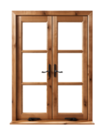 Large wooden window frame isolated on transparent background png