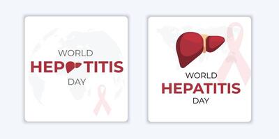 World hepatitis day set background template design, with minimalist and modern concept for cover, backdrop, banner. World map inside vector