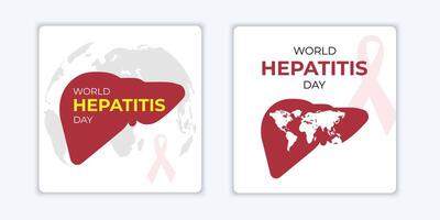 World hepatitis day set background template design, with minimalist and modern concept for cover, backdrop, banner. World map inside vector