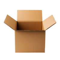 Open empty cardboard box isolated on transparent background png