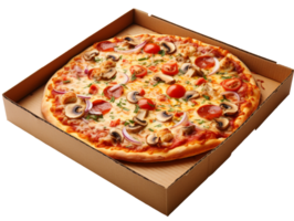 pizza in a box isolated on transparent background png