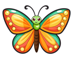 Cartoon Butterfly Isolated on Transparent Background - Colorful and Detailed Nature Illustration png