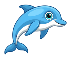 Cartoon Dolphin Isolated on Transparent Background - Fun and Playful Sea Creature Drawing png