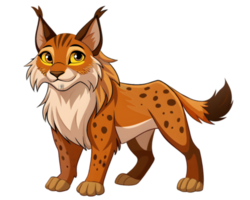 Cartoon Lynx Isolated on Transparent Background - Fierce and Majestic Wild Cat Illustration png