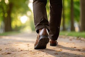 Man Walking in Summer Park photo