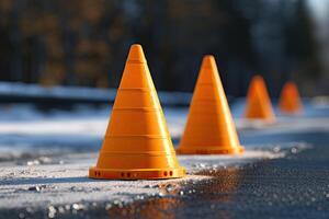 Traffic Cones on the Road photo