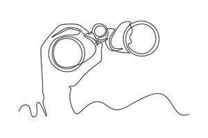 Outer space concept. Single line draw design graphic illustration. vector