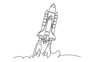 Outer space concept. Single line draw design graphic illustration. vector