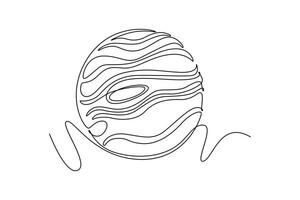 Outer space concept. Single line draw design graphic illustration. vector