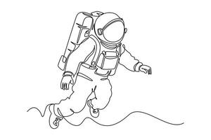 Outer space concept. Single line draw design graphic illustration. vector