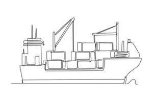International logistics and cargo delivery concept. Single line draw design graphic illustration. vector