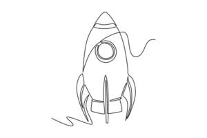 Outer space concept. Single line draw design graphic illustration. vector