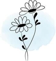 Hand drawn flat design simple flower outline vector