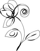 Hand drawn flat design simple flower outline vector