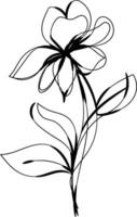 Hand drawn flat design simple flower outline vector