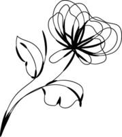 Hand drawn flat design simple flower outline vector