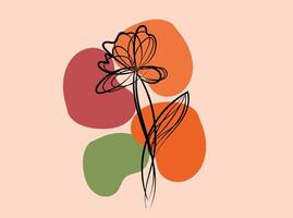 Hand drawn flat design simple flower outline vector