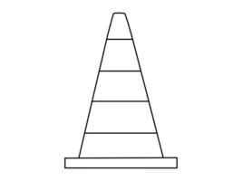Hand drawn cute outline illustration of traffic cone. Flat road warning or caution sign in line art doodle style. Attention striped barrier icon. Stop signal. Settings or fix problem. Isolated. vector
