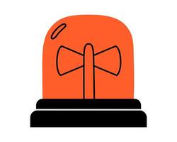 Hand drawn cute cartoon illustration of emergency warning light. Danger alarm siren. Flat problem caution signal in doodle style. Ambulance lamp icon. Urgency alert flasher. Isolated. vector