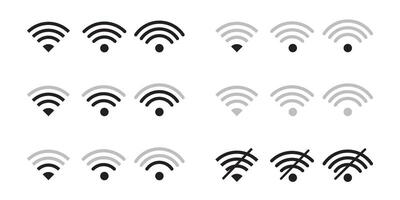 WIFI icon set. No WIFI and without wi-fi. Different levels of Wi Fi signal collection. Wi Fi and hotspot icon.. vector