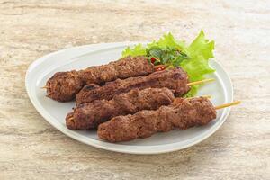 Beef kebab skewer minced meat photo