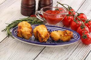 Chicken breast shashlik - grilled meat photo